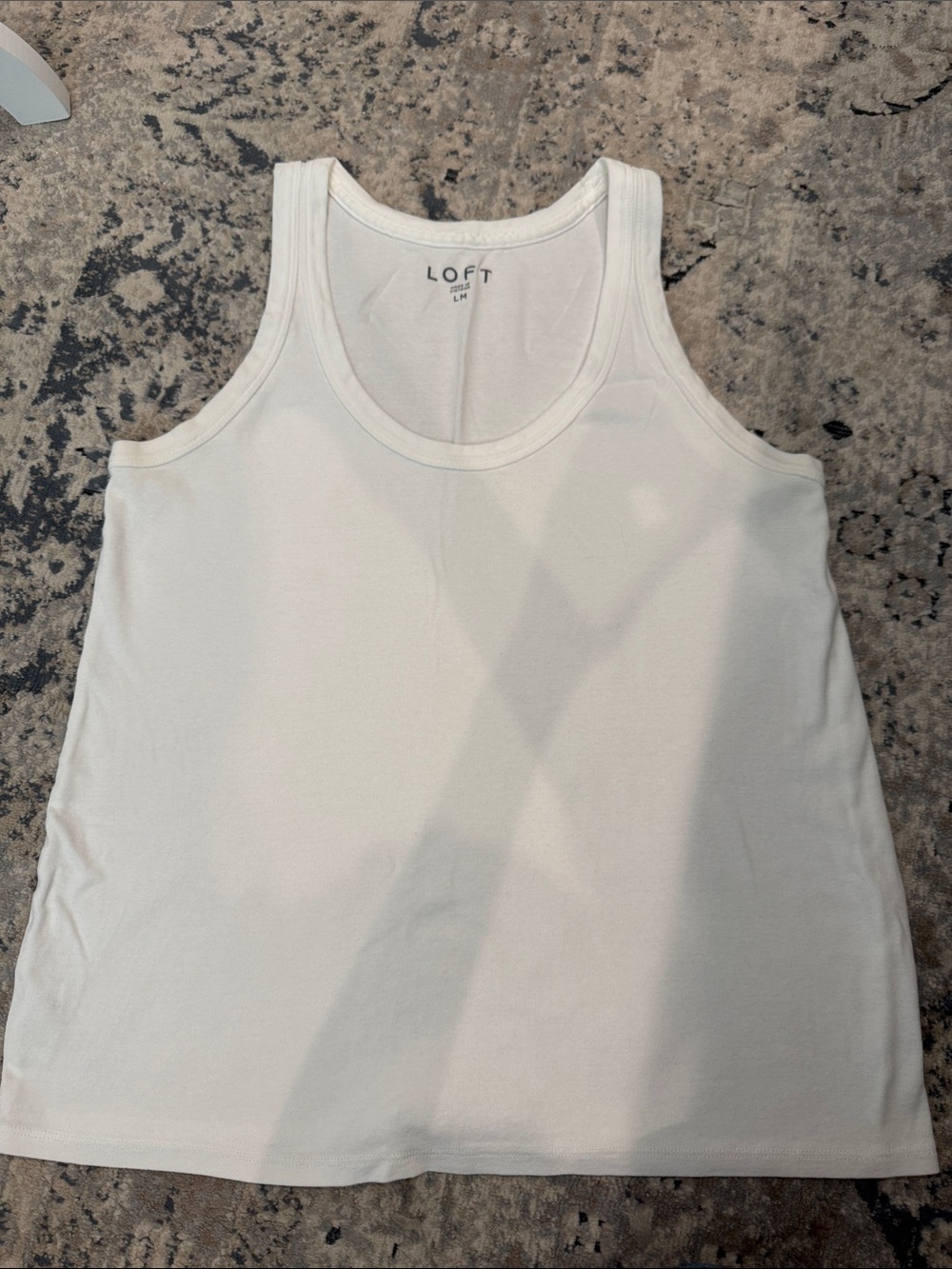 LOFT maternity White Ribbed Scoop Neck Tank Top